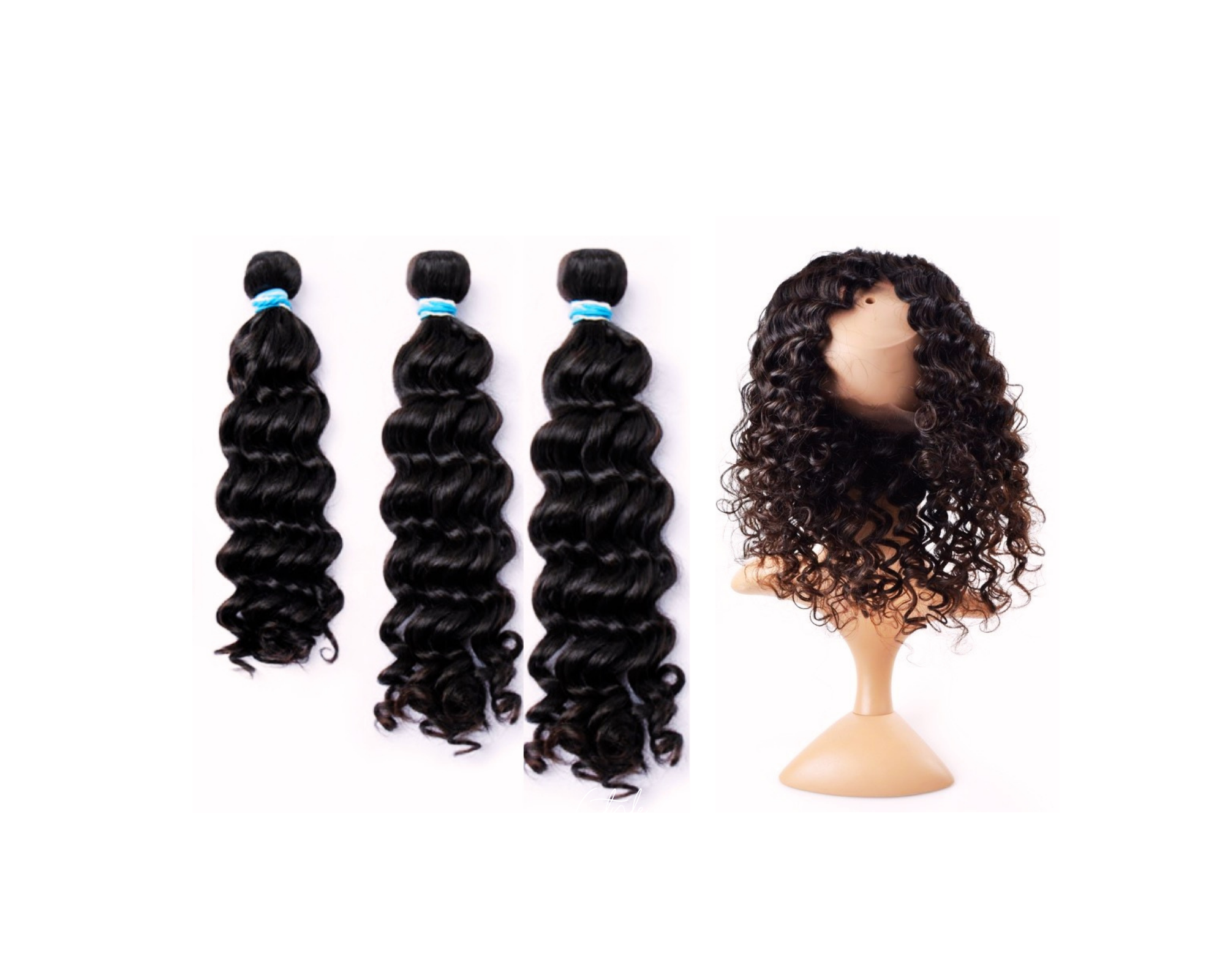 ?3 BUNDLES OF BRAZILIAN DEEP WAVE + FRONTAL? Brazilian Deep Wave 3 Bundles With Transparent Frontal  main image 2